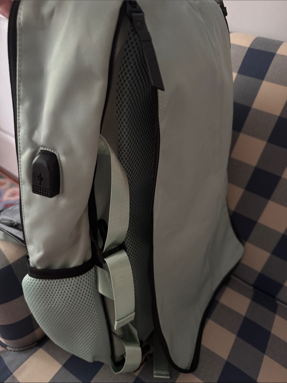 NWOT Sage Green Travel Backpack with Multiple Compartments - Picture 7 of 8